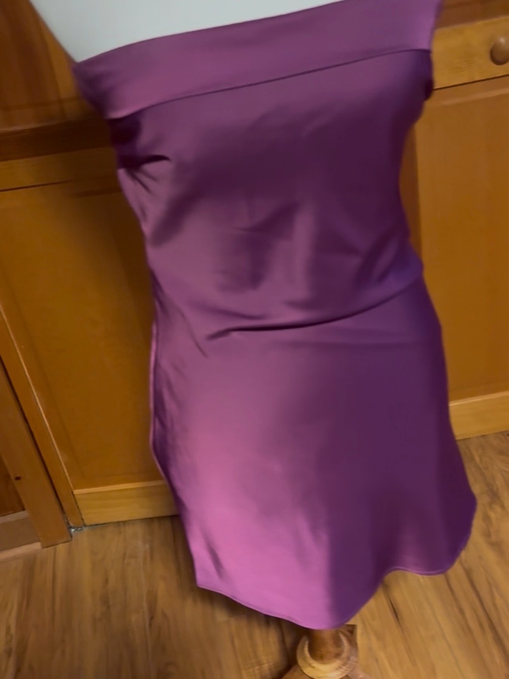 Lulu's Strapless Plum Satin Mini Dress